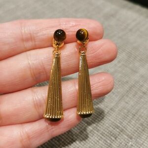 Tiger's Eye Gold Earrings